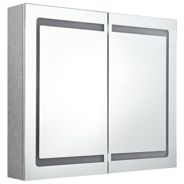 vidaXL Armario de baño con espejo LED gris hormigón 80x12x68 cm