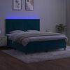 vidaXL Cama box spring colch&oacute;n y LED terciopelo azul oscuro 160x200 cm
