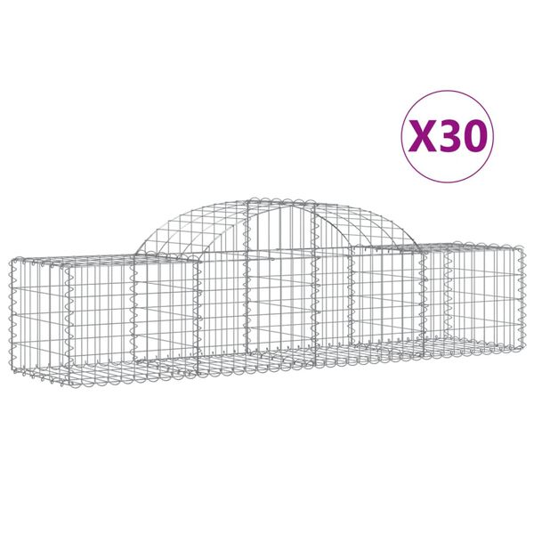 vidaXL Cestas de gaviones 30 uds forma de arco hierro 200x50x40/60 cm