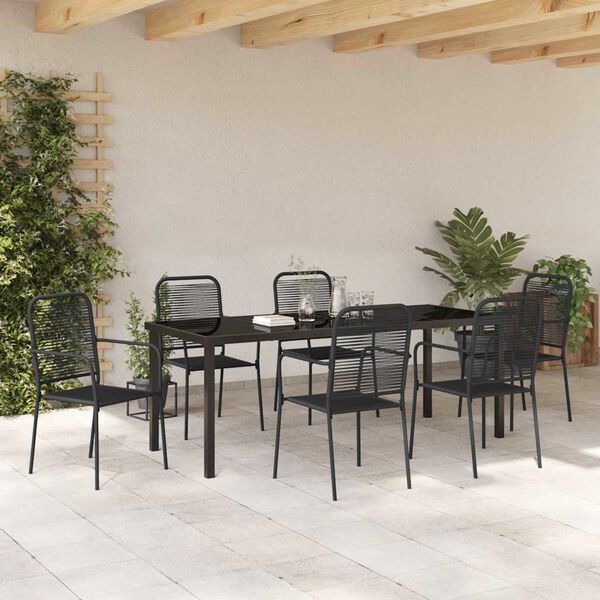 vidaXL Conjunto de Comedor de Jard&iacute;n 7 pcs Negro