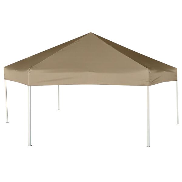 vidaXL Carpa desmontable hexagonal paredes gris taupe 3,6x3,1m 220g/m²