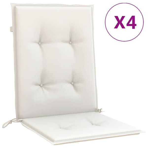 vidaXL Cojines silla respaldo bajo 4 ud tela crema melange 100x50x4 cm