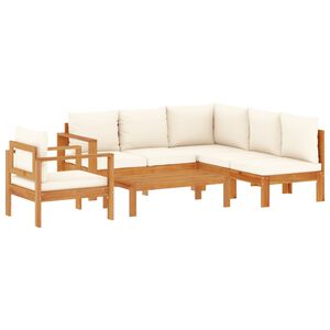 vidaXL Set de sof&aacute;s de jard&iacute;n con cojines 5 pzas madera maciza acacia