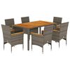 vidaXL Set de comedor jard&iacute;n 7 pzas con cojines rat&aacute;n PE acacia gris