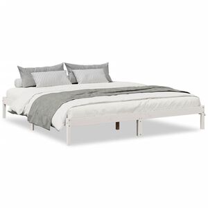 vidaXL Cama extralarga sin colch&oacute;n madera maciza pino blanca 200x210cm