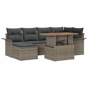 vidaXL Conjunto de sof&aacute; de jard&iacute;n 7 uds. Gris Polirat&aacute;n