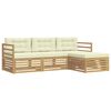 vidaXL Conjunto de sof&aacute;s de exterior 4 uds. Blanco y Crema Poli&eacute;ster