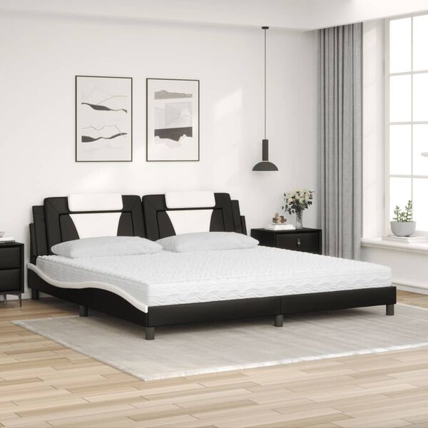 vidaXL Cama Viana con colch&oacute;n cuero sint&eacute;tico negro y blanco 200x200 cm