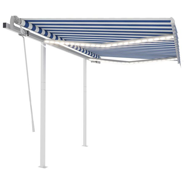 vidaXL Toldo manual retr&aacute;ctil con luz LED azul y blanco 3x2,5 m