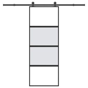 vidaXL Puerta corredera set herrajes vidrio templado aluminio 76x205cm