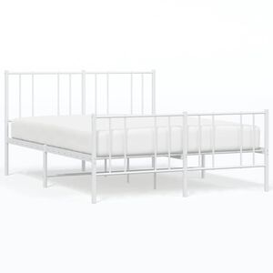 vidaXL Estructura cama sin colchón con estribo metal blanco 135x190 cm