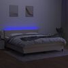 vidaXL Cama box spring con colch&oacute;n y LED tela crema 180x200 cm