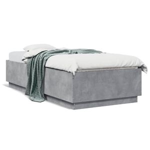 vidaXL Estructura de cama madera de ingenier&iacute;a gris hormig&oacute;n 90x200cm