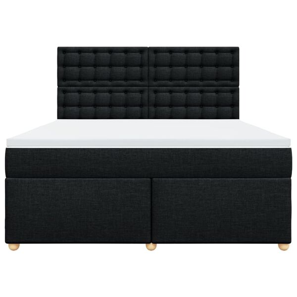 vidaXL Cama box spring con colch&oacute;n tela negro 180x200 cm