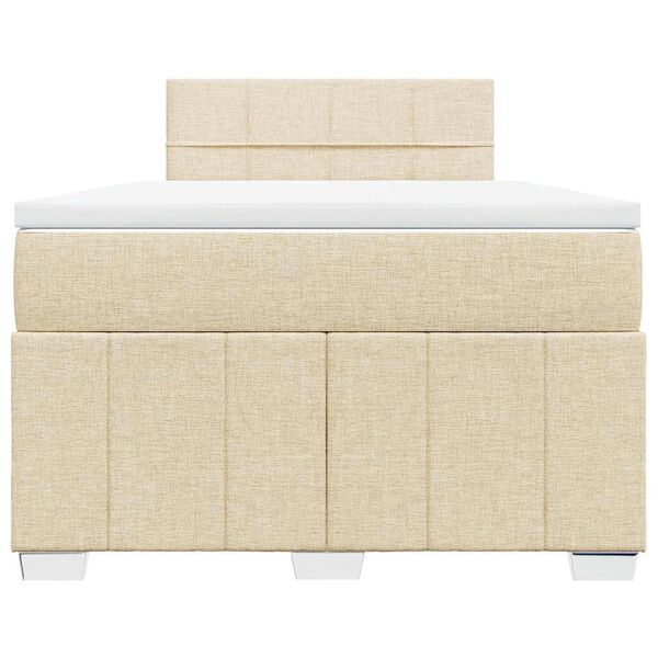 vidaXL Cama box spring con colch&oacute;n tela color crema 120x200 cm