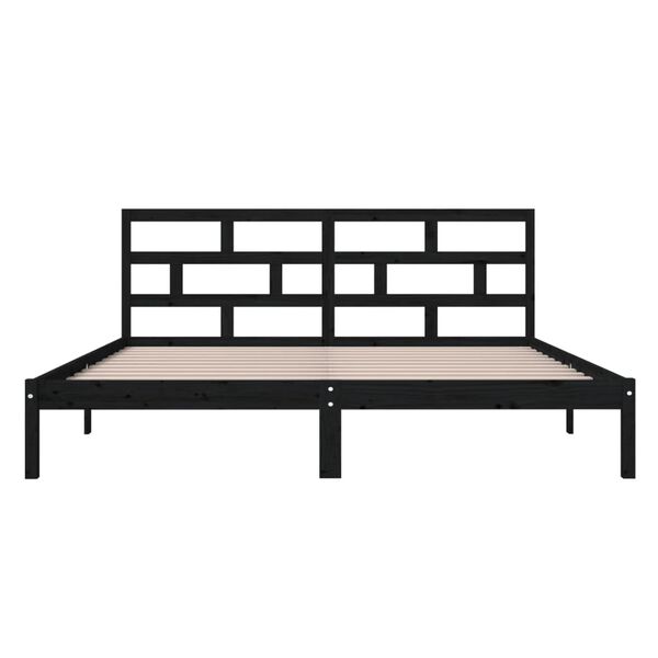 vidaXL Estructura de cama de madera maciza de pino negro 140x190 cm