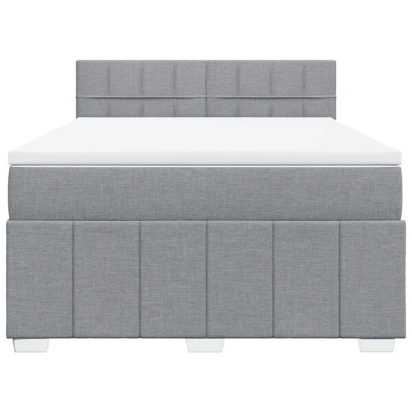vidaXL Cama box spring con colch&oacute;n tela gris claro 160x200 cm