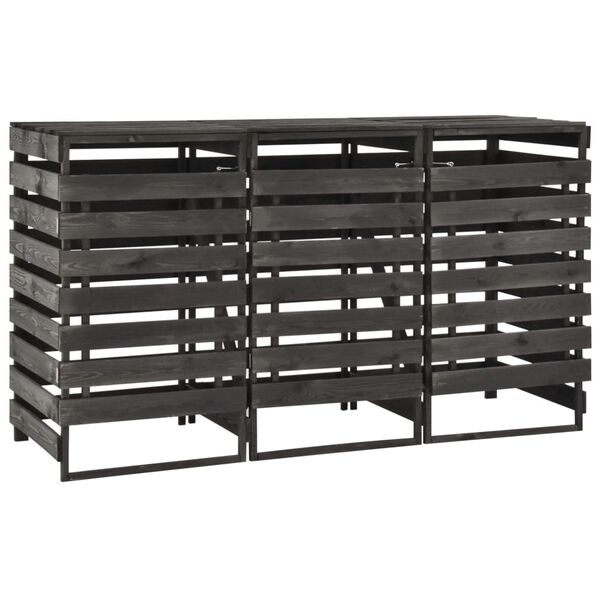 vidaXL Cobertizo triple cubos basura madera pino pintada 210x75x121cm