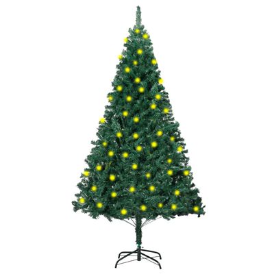 vidaXL Árbol de Navidad con luces y ramas gruesas verde 150 cm