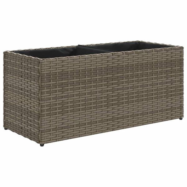 vidaXL Jardinera de jard&iacute;n con 2 maceteros rat&aacute;n PE gris 72x30x32 cm