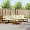 vidaXL Conjunto de sof&aacute;s de exterior con coj&iacute;n 5 pcs Natural y Crema