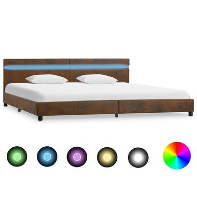 vidaXL Estructura de cama con LED tela marrón 180x200 cm