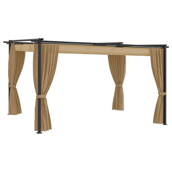 vidaXL Cenador de jard&iacute;n 4x3 m gris taupe