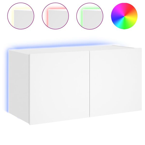 vidaXL Mueble de TV de pared con luces LED blanco 80x35x41 cm