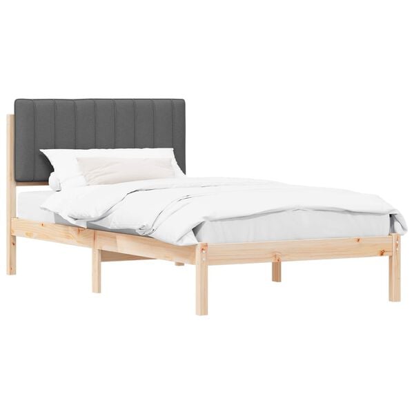 vidaXL Estructura de Cama con Cabecera Tapizada Gris oscuro