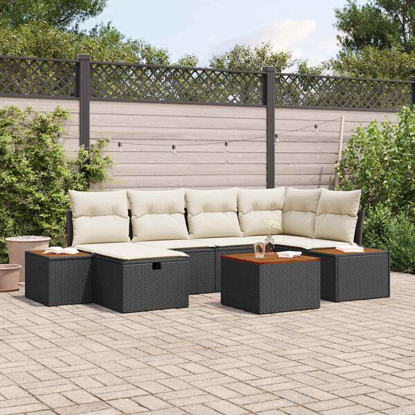 vidaXL Conjunto de sof&aacute; de jard&iacute;n 7 pcs Negro 55 x 62 x 69 cm