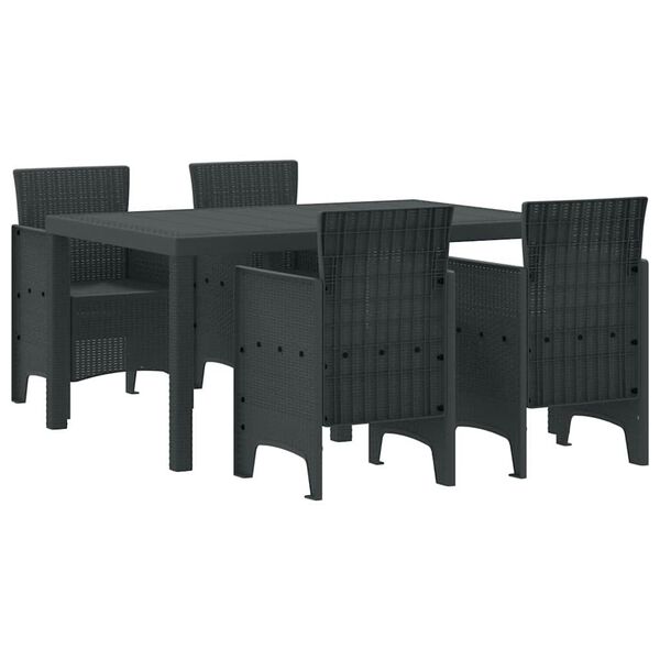 vidaXL Conjunto de Comedor de Jardín 5 pcs Antracita Ratan Polt
