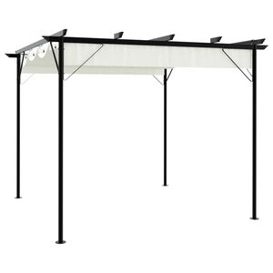 vidaXL P&eacute;rgola con tejado retr&aacute;ctil acero color blanco crema 3x3 m