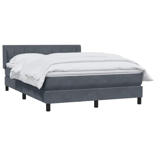 vidaXL Cama box spring con colch&oacute;n terciopelo gris oscuro 140x220 cm