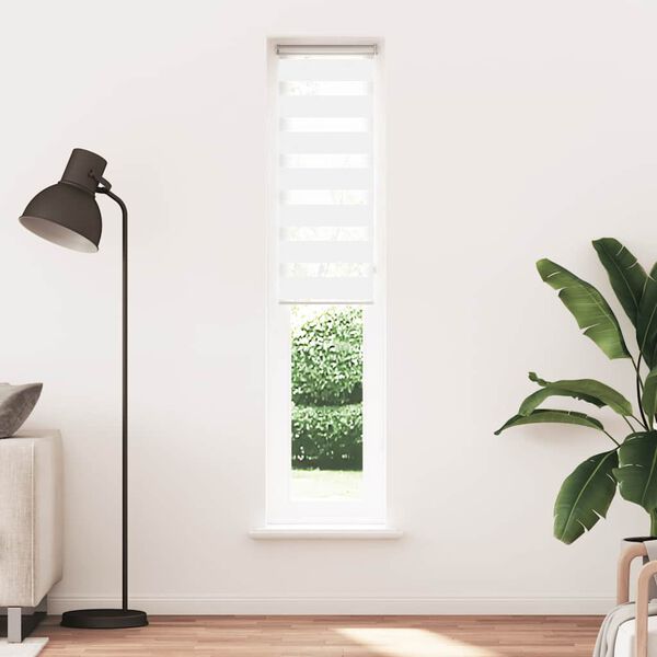 vidaXL Estor cebra blanco 50x230 cm tejido ancho 45,9 cm poli&eacute;ster