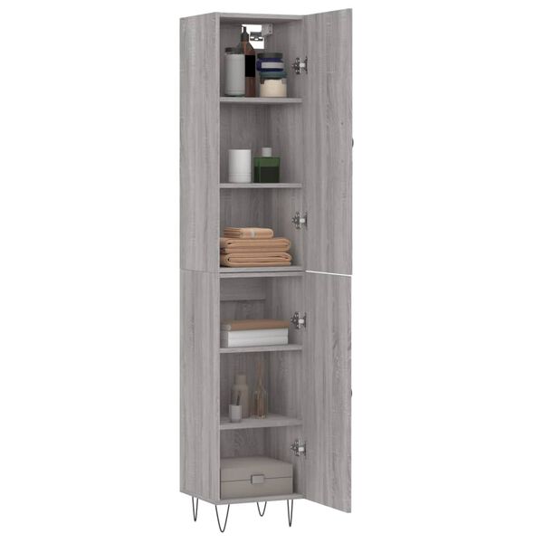 vidaXL Aparador alto madera contrachapada gris Sonoma 34,5x34x180 cm