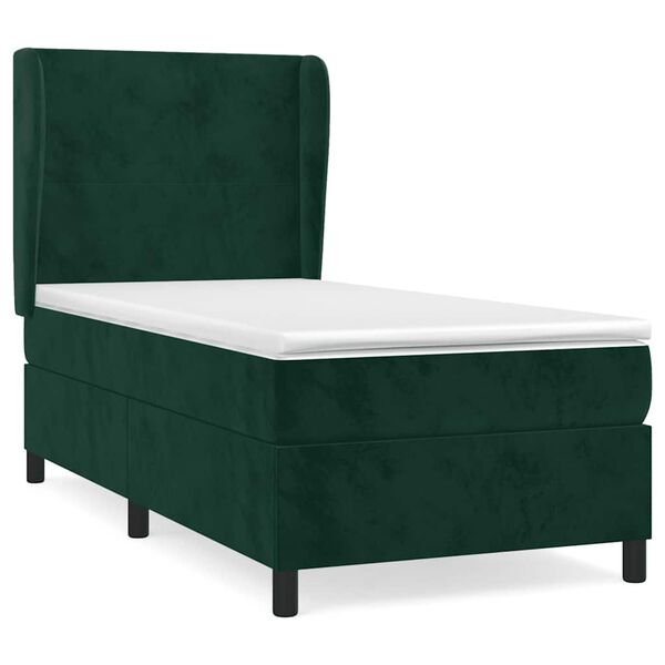 vidaXL Cama box spring con colch&oacute;n terciopelo verde oscuro 80x200 cm