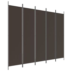 vidaXL Biombo divisor de 5 paneles de tela marr&oacute;n 250x200 cm