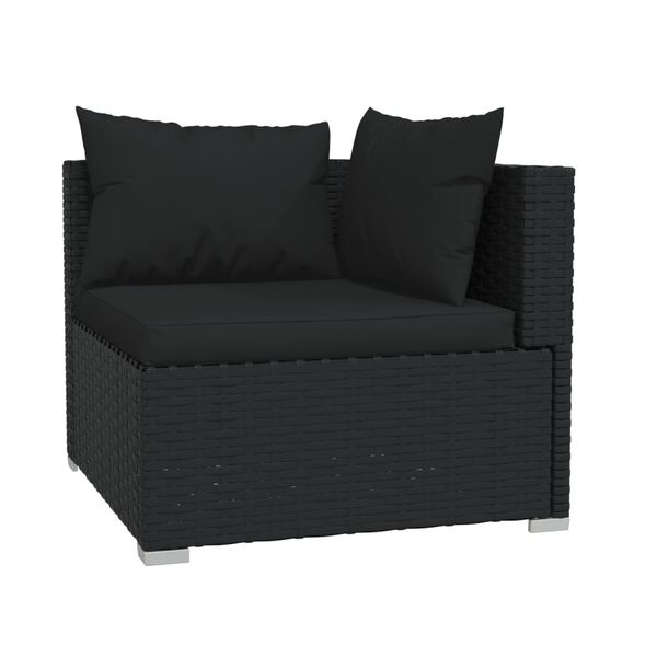 vidaXL Set de muebles de jard&iacute;n 9 pzas y cojines rat&aacute;n sint&eacute;tico negro