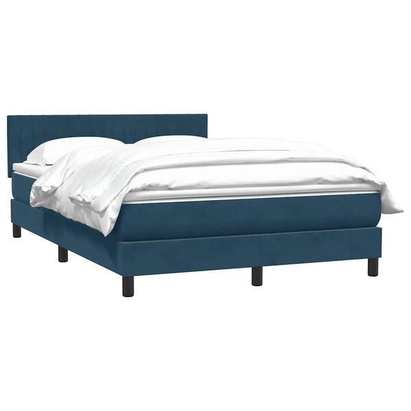vidaXL Cama box spring con colch&oacute;n terciopelo azul oscuro 160x210 cm