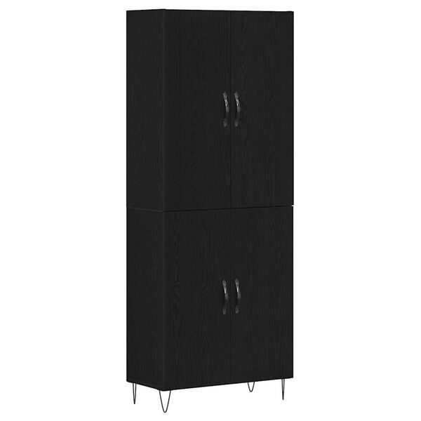 vidaXL Aparador alto 2 pcs Roble Negro Madera tecnol&oacute;gica y vidrio
