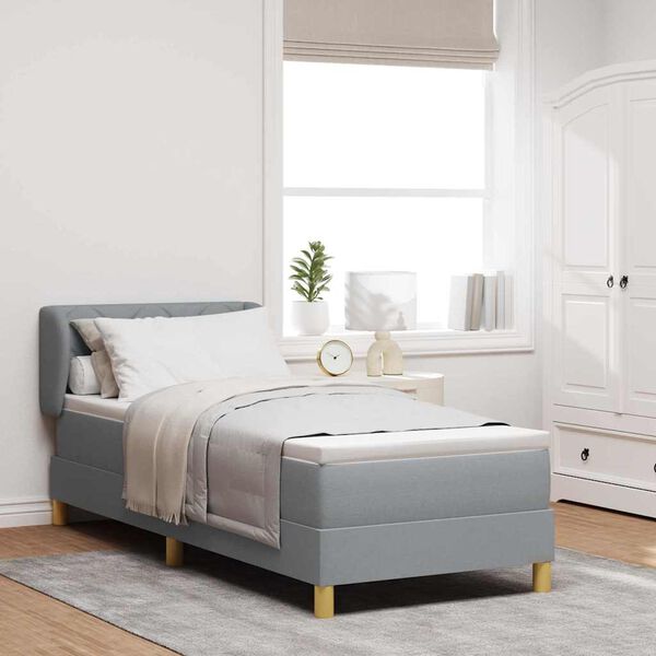 vidaXL Cama tipo Box Spring con colch&oacute;n Gris claro 80 x 200 cm tela