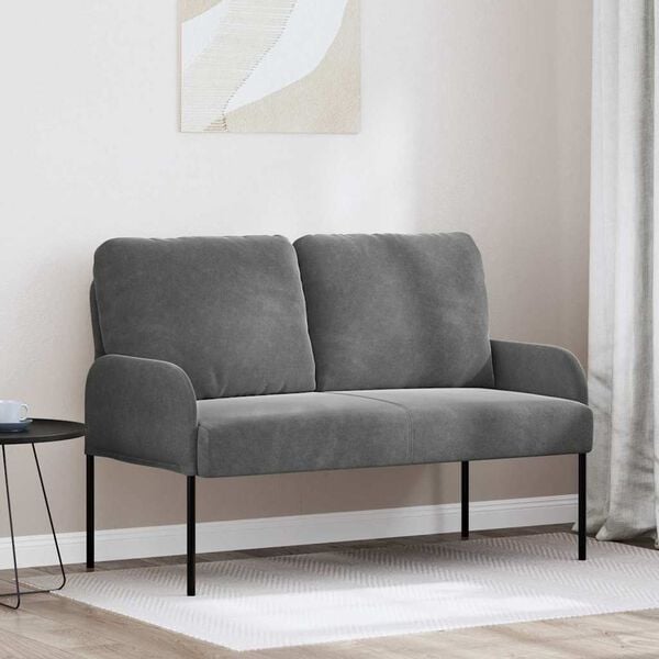 vidaXL Sof&aacute;s con coj&iacute;n 110cm Gris oscuro Madera contrachapada