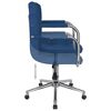 vidaXL Silla de comedor giratoria tela azul