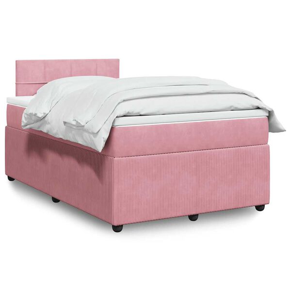 vidaXL Cama box spring con colch&oacute;n terciopelo rosa 120x190 cm