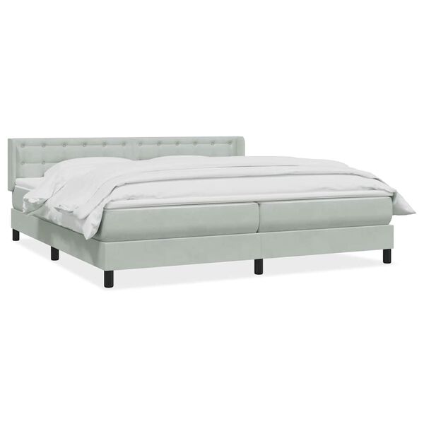 vidaXL Cama box spring con colch&oacute;n terciopelo gris claro 180x220 cm