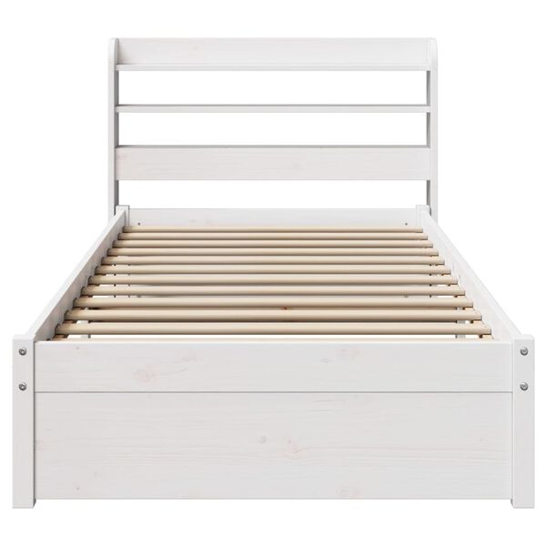 vidaXL Estructura de cama con cabecero sin colch&oacute;n blanco 90x200 cm