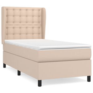 vidaXL Cama box spring con colch&oacute;n cuero sint&eacute;tico capuchino 90x190 cm