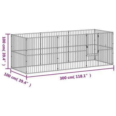 vidaXL Corralito para perros con 8 paneles acero galvanizado negro