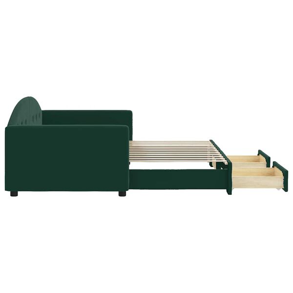 vidaXL Sof&aacute; cama nido con cajones terciopelo verde oscuro 90x200 cm