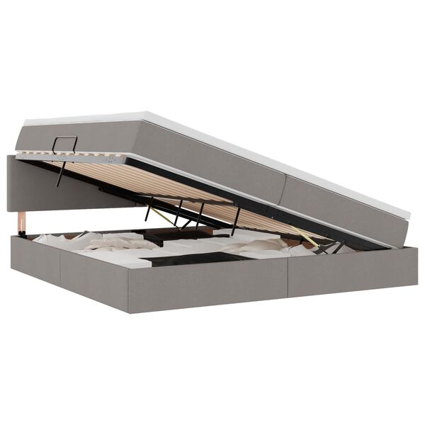 vidaXL Cama con almacenamiento y colch&oacute;n Taup&eacute; 200 x 200 cm